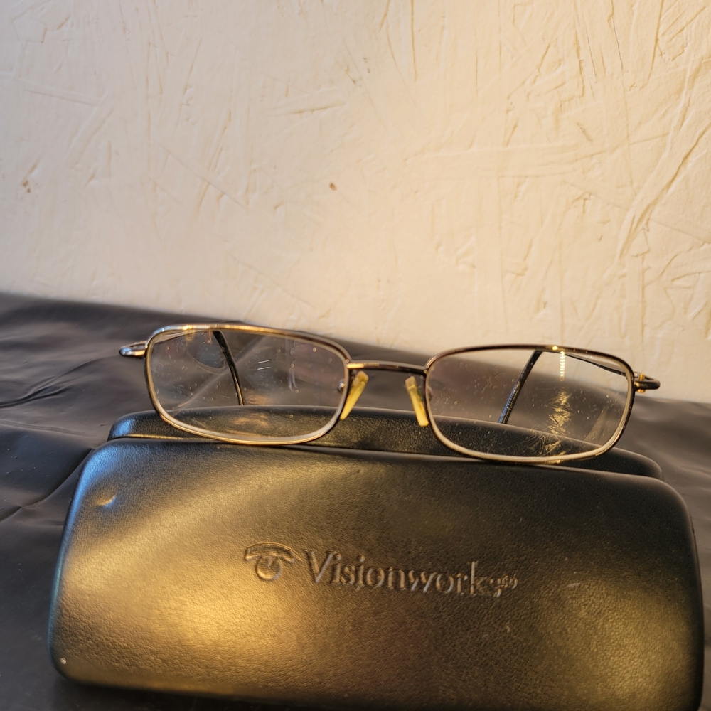 Visionworks Rectangular Metal Eyeglasses Gold / G… - image 5